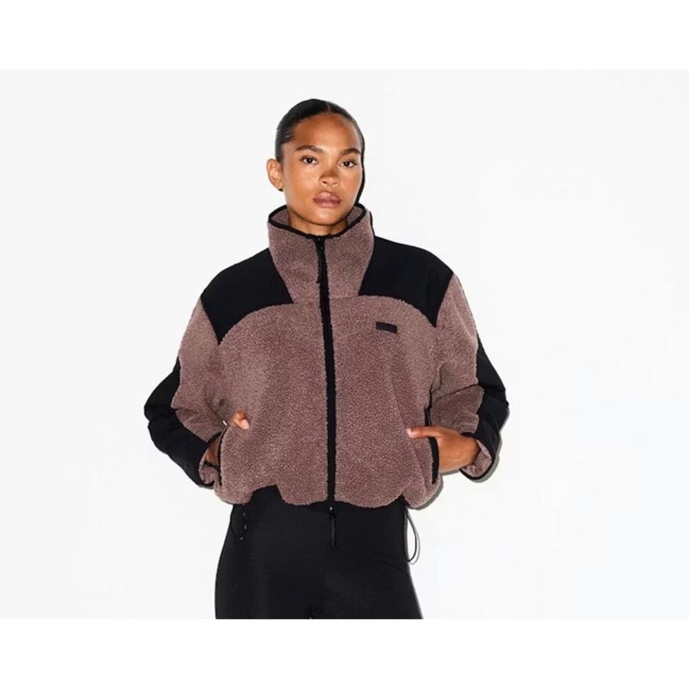 NWT SKIMS Teddy Boxy Zip Up Jacket Teddy Collection Umber XL Sherpa Fleece